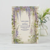 Dusty Paars Floral Elegant Boho Wedding Kaart (Staand voorkant)