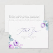 Dusty Paars Floral Elegant Small Hartelijk dank Bedankkaart (Voorkant / Achterkant)