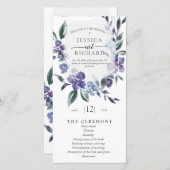 Dusty Paars Floral Garden Wedding Order of Servic (Voorkant / Achterkant)