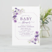 Dusty Paars Floral Greenery Baby shower Kaart (Staand voorkant)