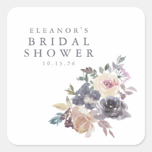 Dusty Paars Floral Waterverf Name Vrijgezellenfees Vierkante Sticker