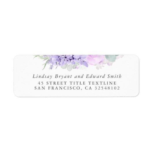 Dusty Paars Floral Wedding Label (Voorkant)