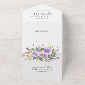 Dusty Paars Greenery Elegant Floral Wedding All In One Uitnodiging (Buitenkant)