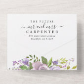 Dusty Paars Greenery Elegant Floral Wedding All In One Uitnodiging (Achterkant)