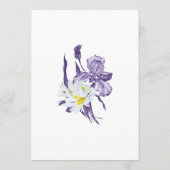 Dusty Paars Iris White Daisy Botanical Wedding Kaart (Achterkant)