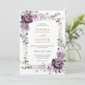 Dusty Paars Lavender Gold Geometric Wedding Kaart (Staand voorkant)