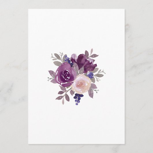 Dusty Paars Mauve Botanical Gold Border Wedding Kaart (Achterkant)