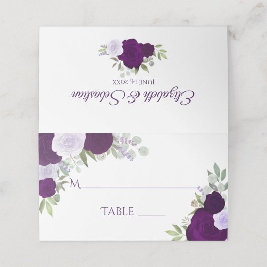 Dusty Paars & Plum Rozen Elegant Wedding Write-In (Buitenkant ongevouwen)