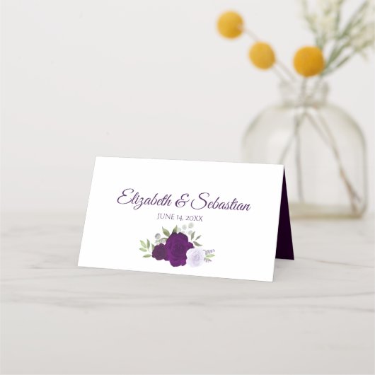 Dusty Paars & Plum Rozen Elegant Wedding Write-In (Achterkant)