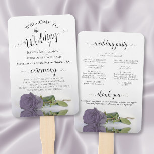 Dusty Paars Roos Elegant Wedding Programme Handwaaier