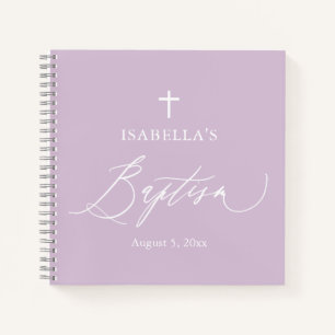 Dusty Paars White Cross Girl Baptisme Guest Book Notitieboek