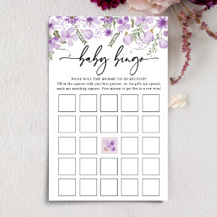 Dusty Paarse Florals Baby Bingo Baby shower Game