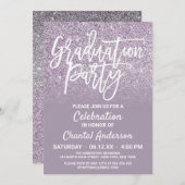 Dusty Paarse Grey Faux Glitter Ombre Afstuderen Kaart (Voorkant / Achterkant)