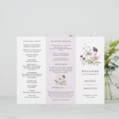 Dusty Paarse Lavendel Wildflower Wedding Program (Staand voorkant)