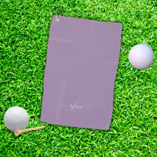 Dusty Paarse Modern Girly Monogram Naam Golfhanddoek