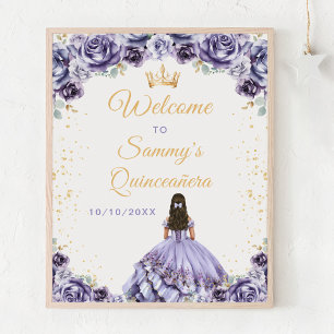 Dusty Paarse Princess Quinceañera Welkom Poster
