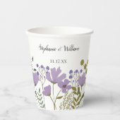 Dusty Paarse Spring Floral Wedding Personalized Papieren Bekers (Voorkant)