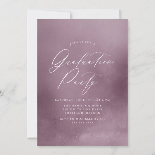 Dusty Paarse Waterverf Arch Graduation Party Kaart (Achterkant)