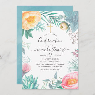 Dusty Pastel Tropical Floral Summer Bevestiging Kaart