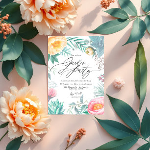 Dusty Pastel Tropical Floral Summer Garden Party Kaart