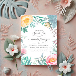 Dusty Pastel Tropical Floral Summer Sip en zie Kaart