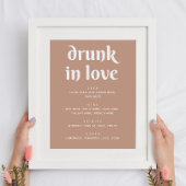 Dusty Peach Beige Wedding Bar Teken | Drunk In Lov Poster