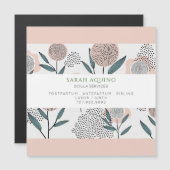 Dusty Pêche Floral Doula Carte de visite magnétiqu (Devant / Derrière)