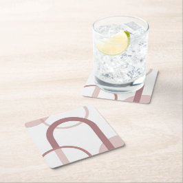 Dusty Pink Abstract Arch Coaster Set Vierkante Kartonnen Onderzetter