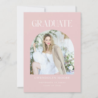 Dusty Pink Arch Foto Afstuderen Aankondiging Kaart