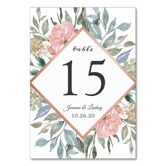 Dusty Pink Blue Green Foliage Rustic Wedding Kaart (Voorkant)