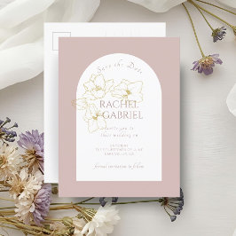 Dusty Pink | Boho Arch Gold Floral Wedding  Briefkaart