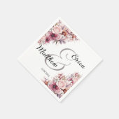Dusty Pink Boho Floral Modern Script Wedding Servet (Hoek)