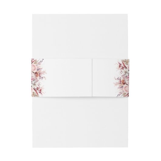 Dusty Pink Boho Floral Modern Script Wedding Uitnodigingen Wikkel (Achterkant Voorbeeld)