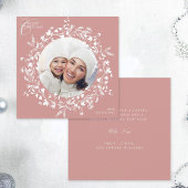 Dusty Pink Boho Wildflower Kerstmis Fotoplein Feestdagenkaart