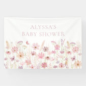 Dusty Pink Boho Wildflowers Baby shower Spandoek (Horizontaal)