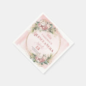 Dusty Pink Botanical Napkins Styled Quinceañera Servet (Hoek)