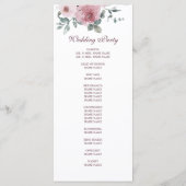 Dusty Pink Bourgogne Floral Wedding Programme (Dos)