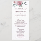 Dusty Pink Bourgogne Floral Wedding Programme (Devant)