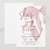 Dusty Pink Bow ⎮Modern Elegant Bridal Shower Kaart (Voorkant / Achterkant)