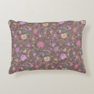 Dusty Pink Brown Beige Whimsical Colorful Floral Accent Kussen