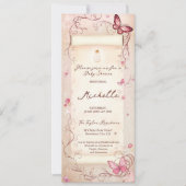 Dusty Pink Butterfly Enchanted Forest Scroll Baby Kaart (Voorkant)
