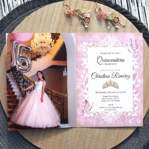 Dusty Pink  Butterfly Quinceanera Invite Kaart