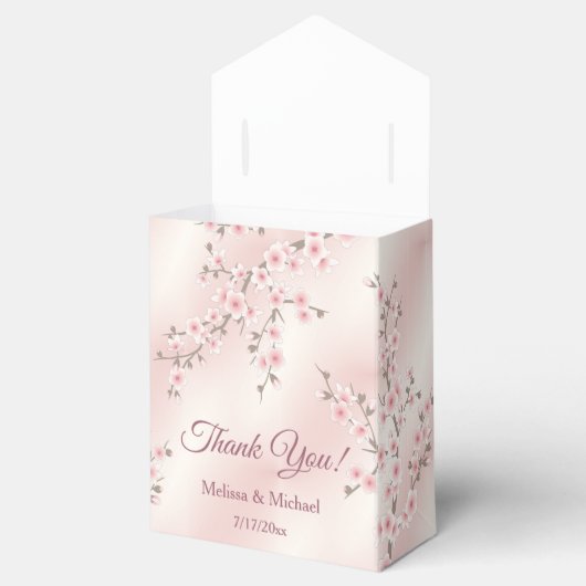 Dusty Pink Cherry Blossom Custom Chinees Bruiloft Bedankdoosjes (Geopend)