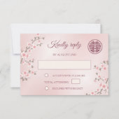 Dusty PInk Cherry Blossom RSVP Mariage chinois (Devant)