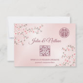 Dusty PInk Cherry Blossom RSVP Mariage chinois (Dos)