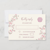 Dusty PInk Cherry Blossom RSVP Mariage chinois (Devant)