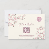 Dusty PInk Cherry Blossom RSVP Mariage chinois (Dos)