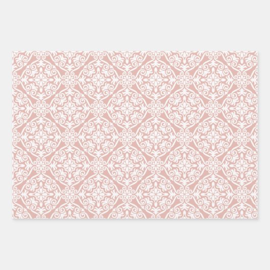 Dusty Pink Classic naadloos Damask Patroon Inpakpapier Vel (Voorkant 2)