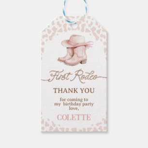 Dusty Pink Cowgirl Boots Eerste Rodeo 1e Verjaarda Cadeaulabel