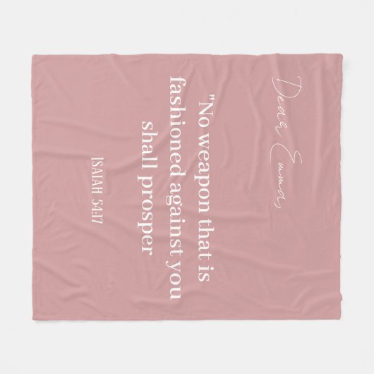 Dusty Pink Custom Text Scripture Christian Name  Fleece Deken (Voorkant (Horizontaal))